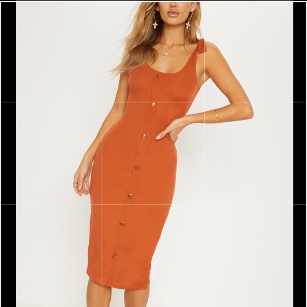 Rusty Orange button down body con dress